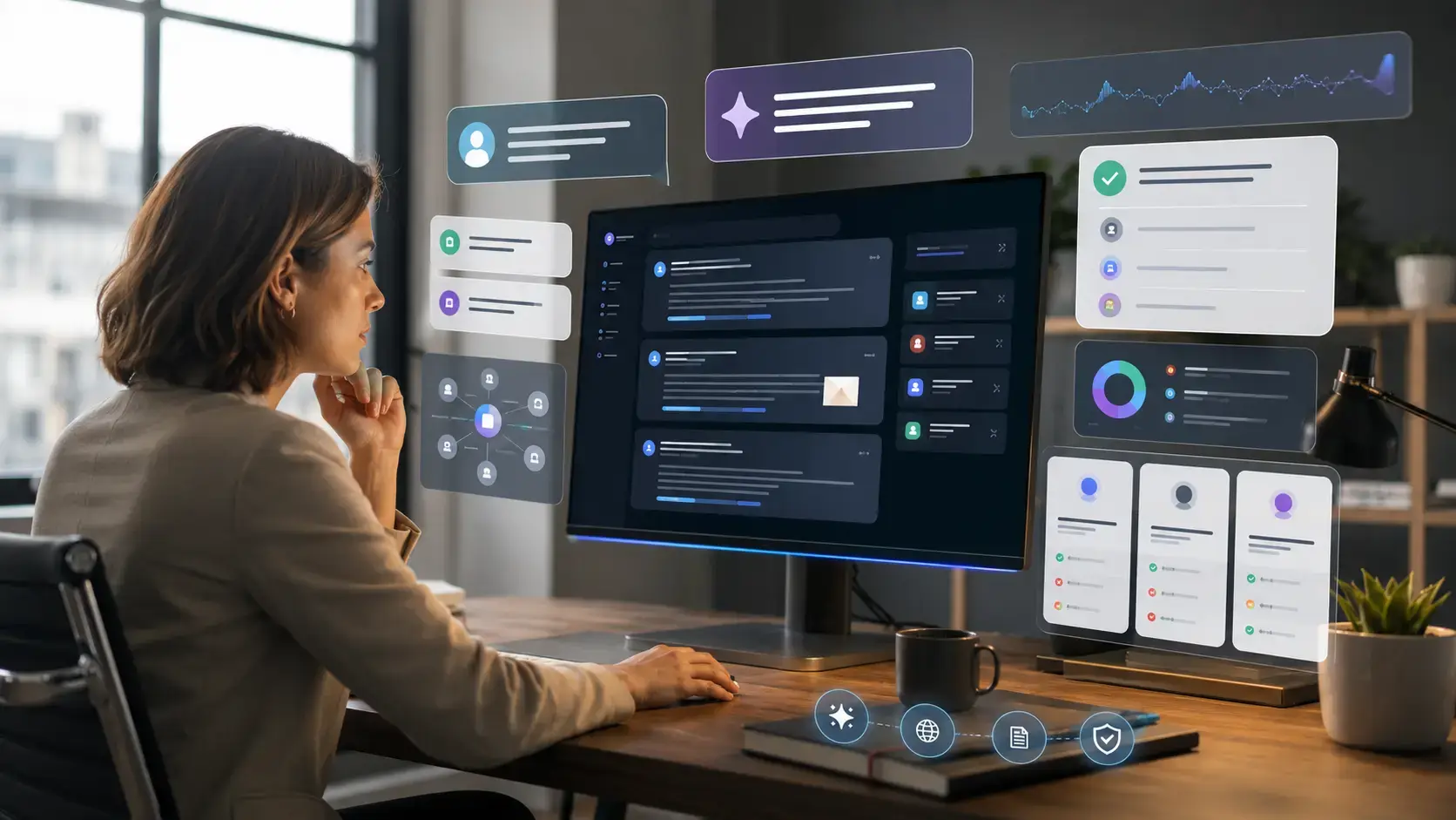 what is aeo - Marketer reviewing AI-generated answers for AEO strategy