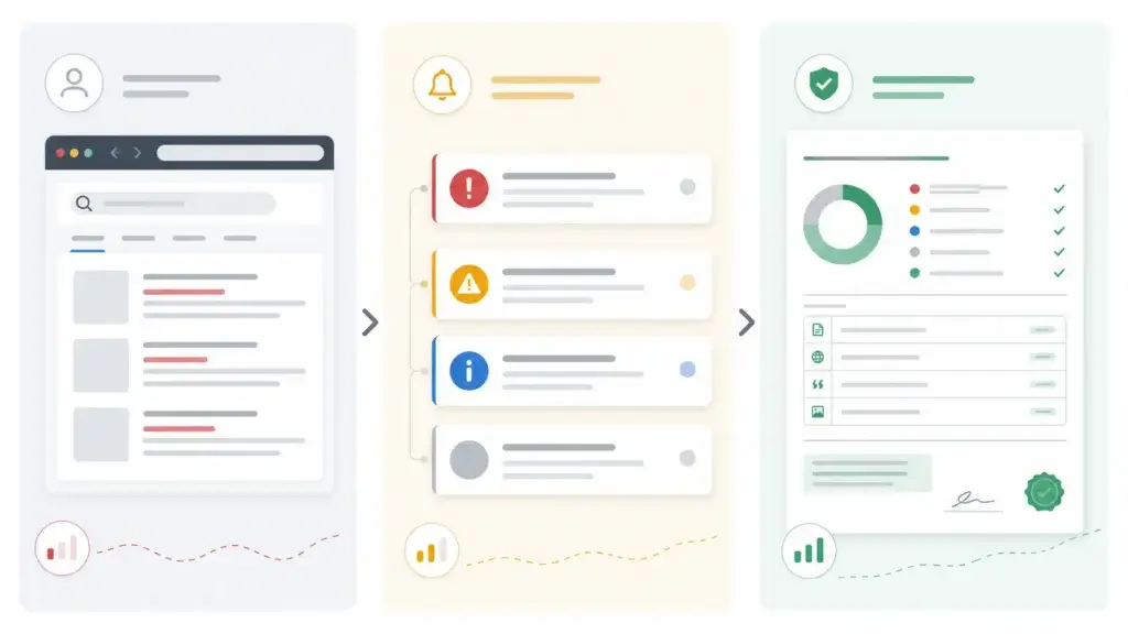 Manual searches, alerts, and report-based adverse media screening