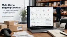 Multi-carrier shipping software dashboard comparing ecommerce shipping rates and delivery options.