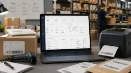 Ecommerce shipping software dashboard with parcels, labels, and carrier rate comparison