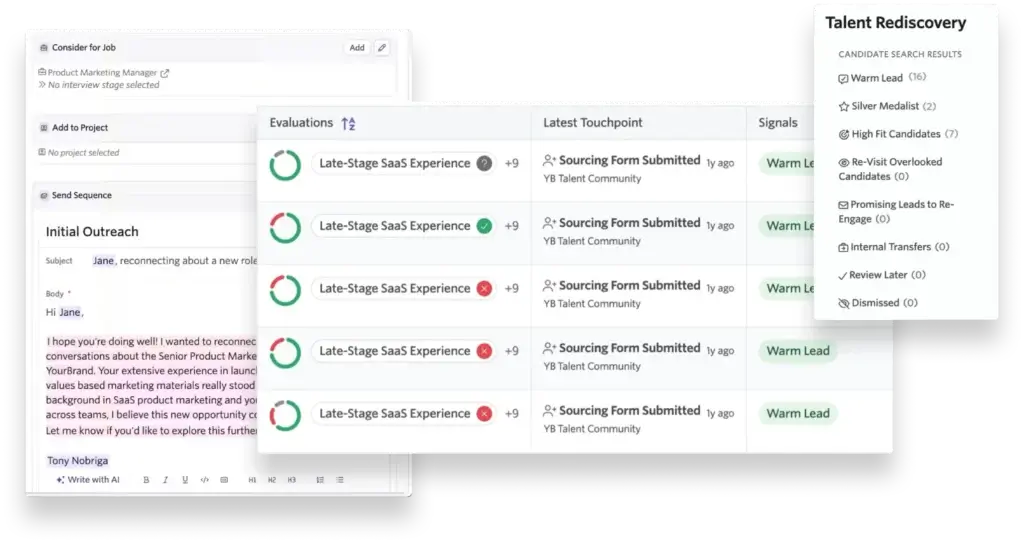 Ashby talent rediscovery and candidate outreach tools