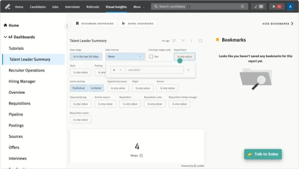 Lever Talent Leader Summary filters