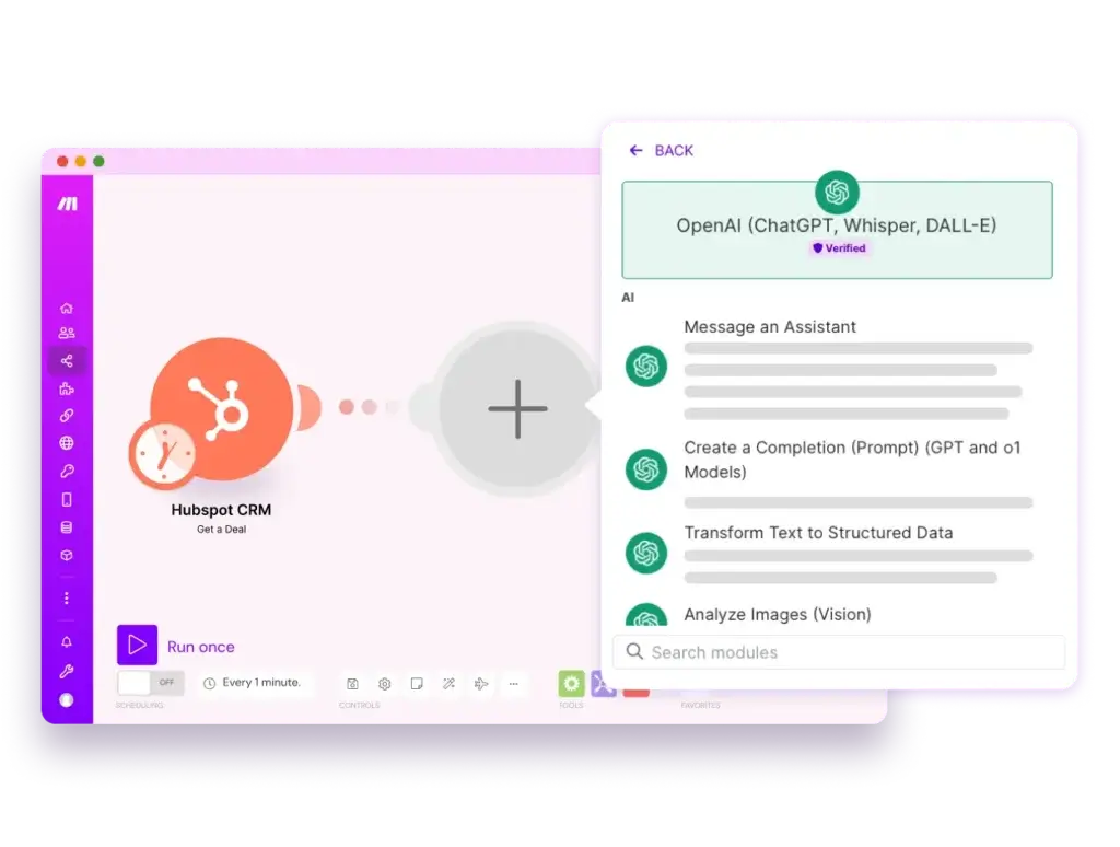 Make AI automation with HubSpot CRM and OpenAI modules