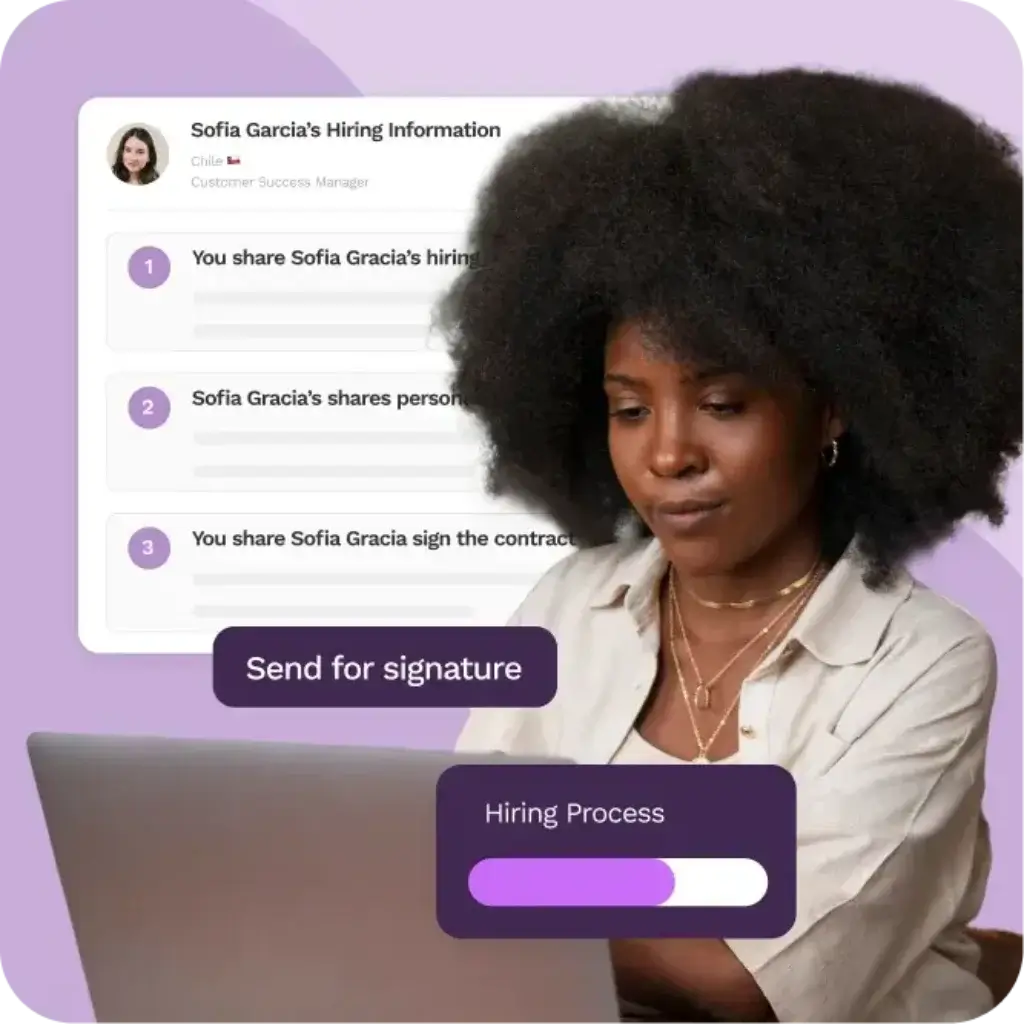 Oyster HR hiring process with contract signature workflow