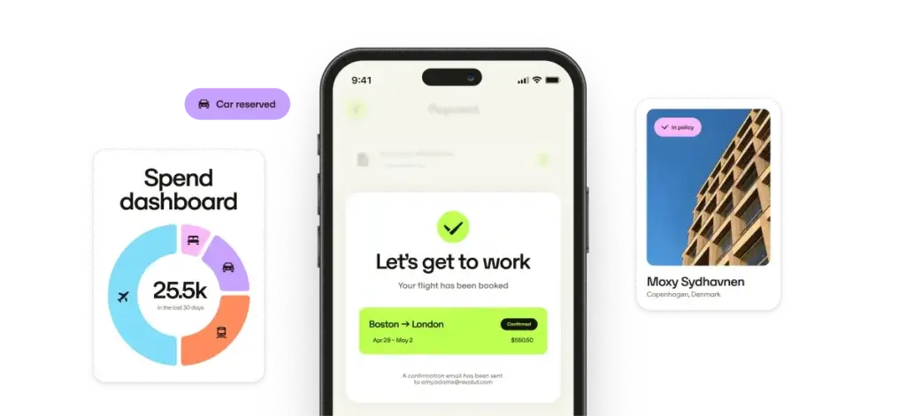 Perk travel and spend dashboard with booked flight