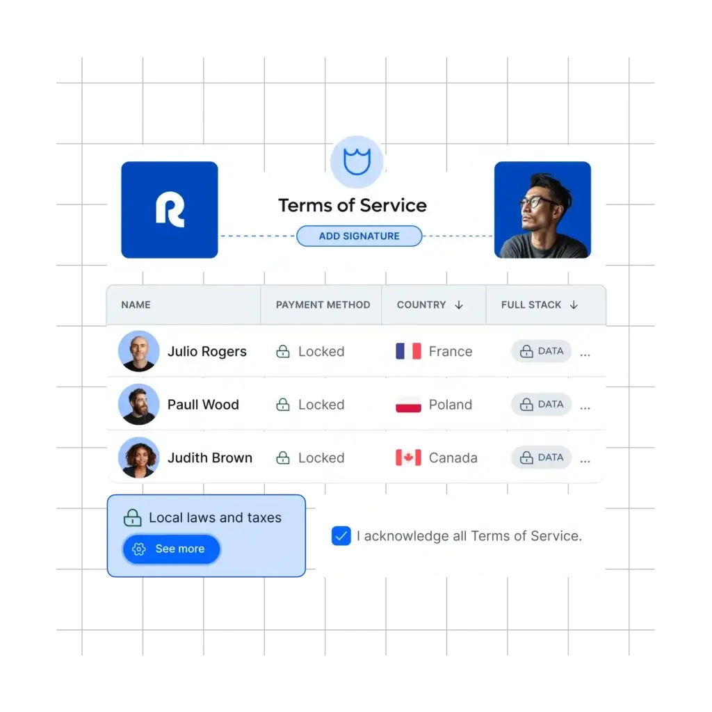 Remote.com compliance workflow with terms of service and local laws
