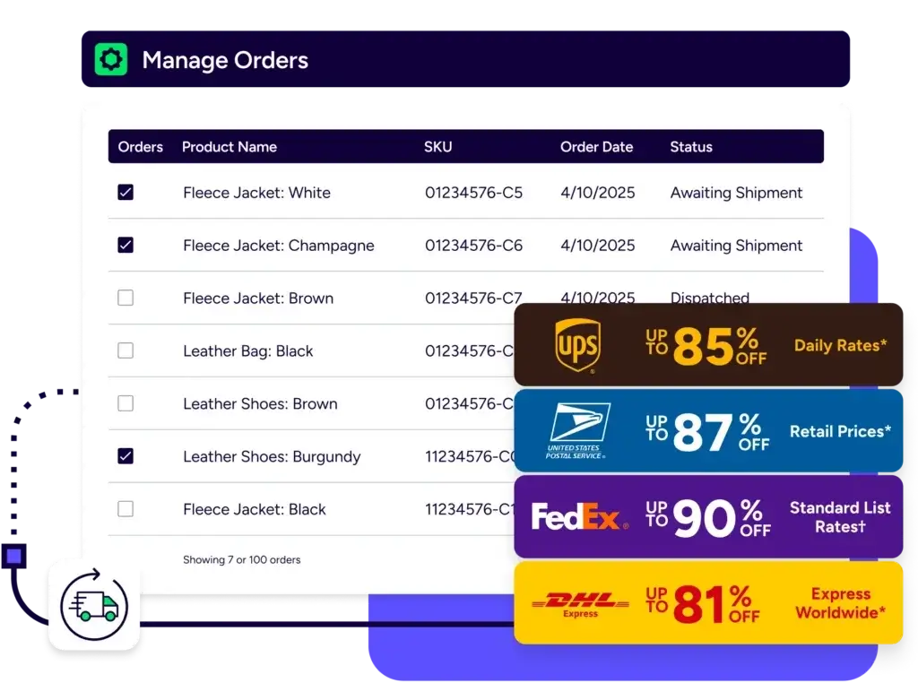 ShipStation order management dashboard with carrier discount rates