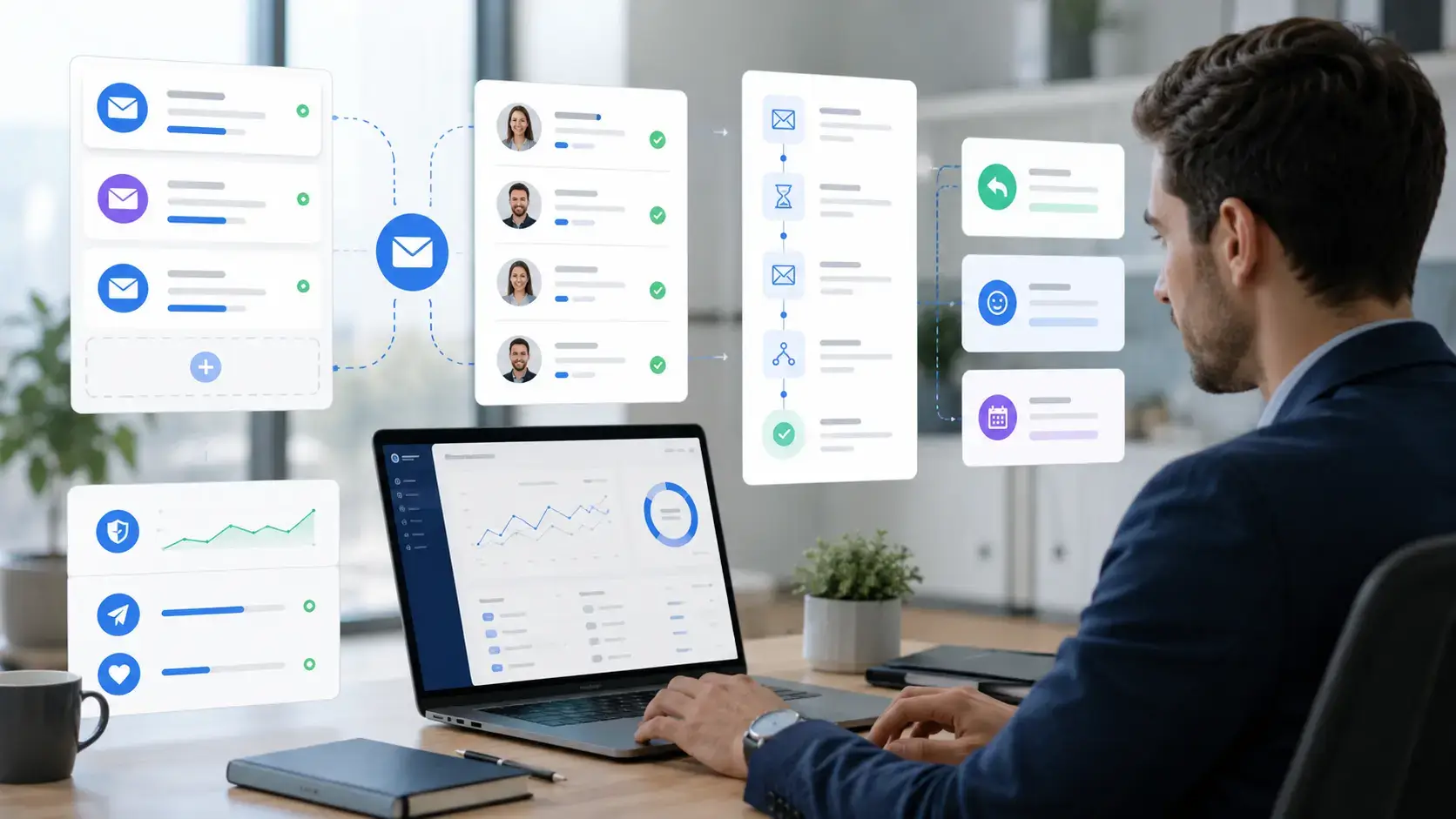 B2B sales professional managing cold email outreach across multiple inboxes