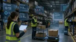 Smart warehouse workflow with inventory management and tracking, barcode scanning, stock alerts, and digital order management