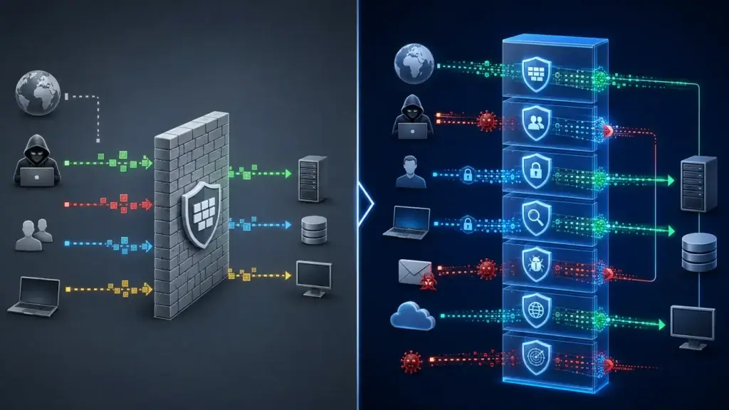 Traditional firewall filtering compared with next-generation inspection