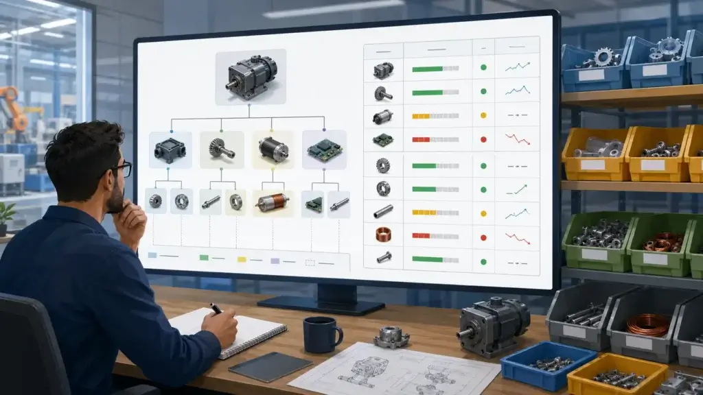 Bill of materials and inventory planning in an MRP system