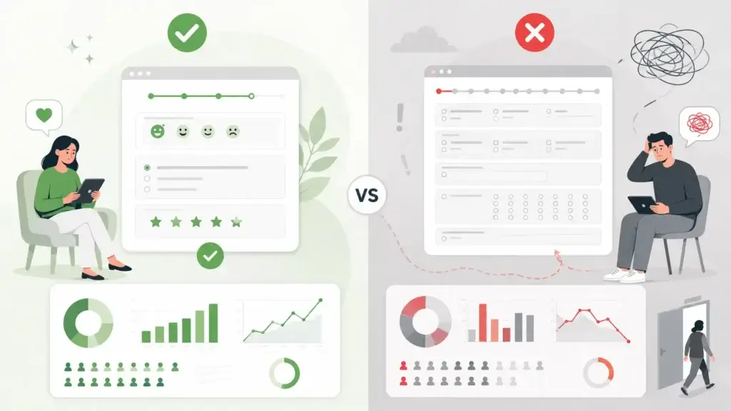 Short focused survey compared with a long questionnaire