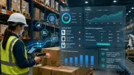 AI inventory management dashboard showing stock levels and forecasting insights. Inventory management and AI