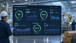 Manufacturing KPIs dashboard showing production quality maintenance and cost metrics