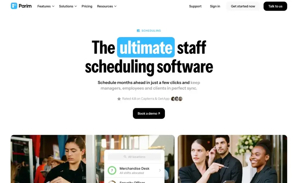 Parim staff scheduling software for shift-based workforce management