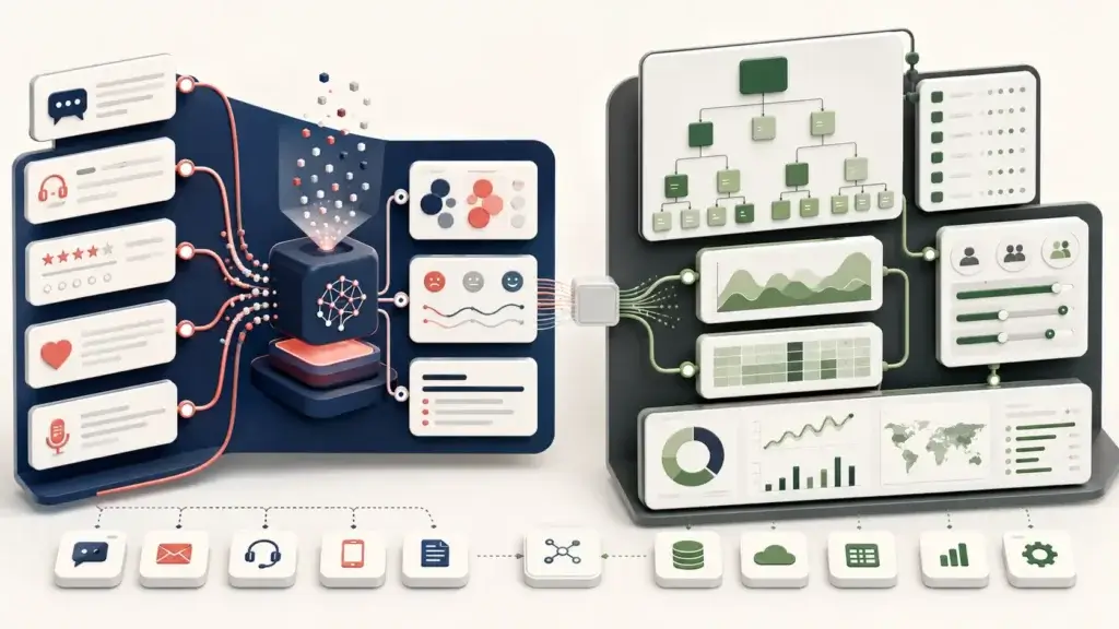 Unwrap and Enterpret features for analyzing customer feedback and reporting insights