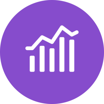 Purple Adobe Analytics icon with a white bar chart and rising trend line
