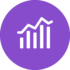 Purple Adobe Analytics icon with a white bar chart and rising trend line