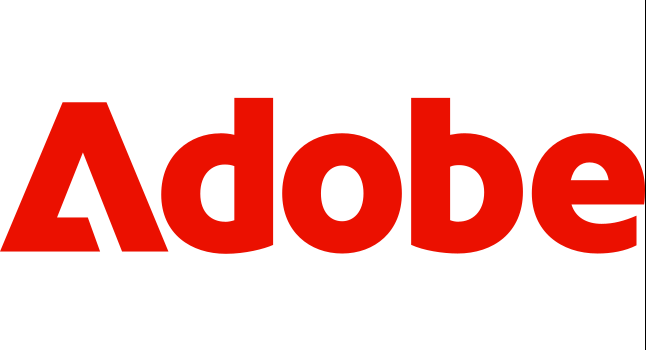 Adobe logo in red text
