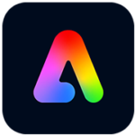 Adobe Express app icon with a multicolor A on a dark background