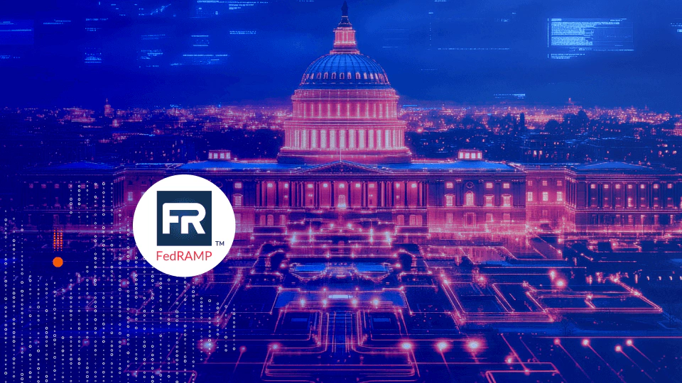 FedRAMP logo over a digitally illustrated United States Capitol building