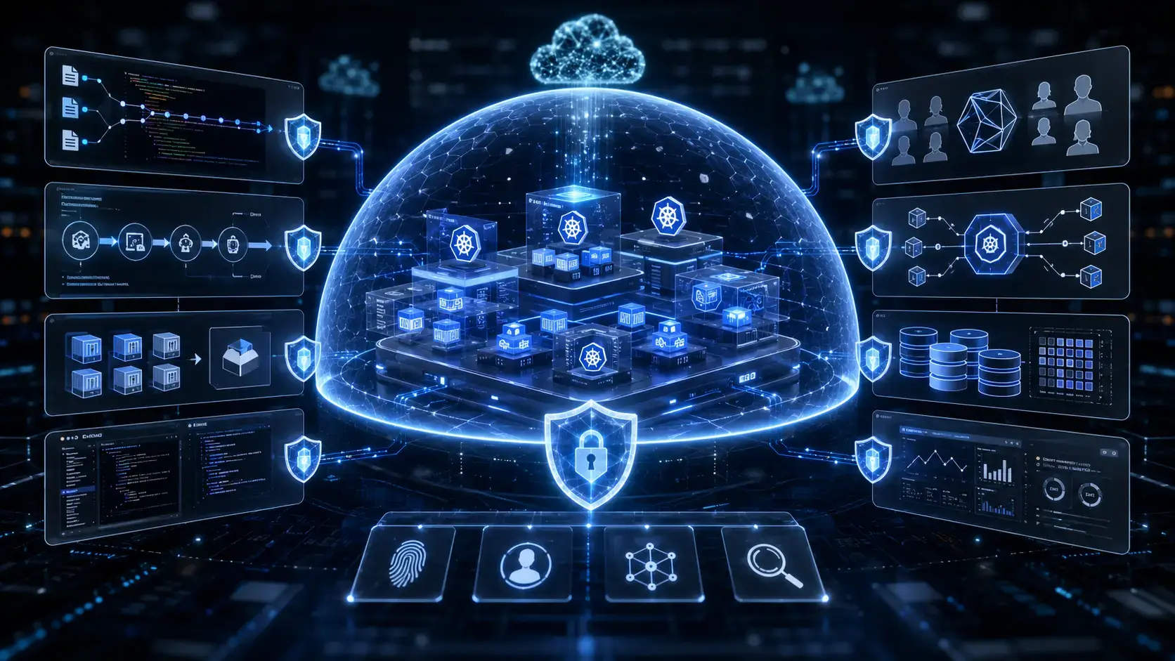 Cloud-native application architecture protected across code, infrastructure, identities, data, and runtime