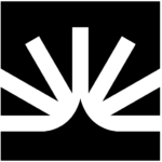 Fullstory icon with white radial lines on a black background