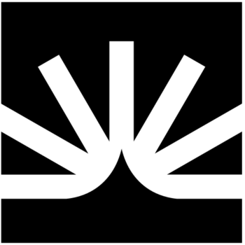 Fullstory icon with white radial lines on a black background