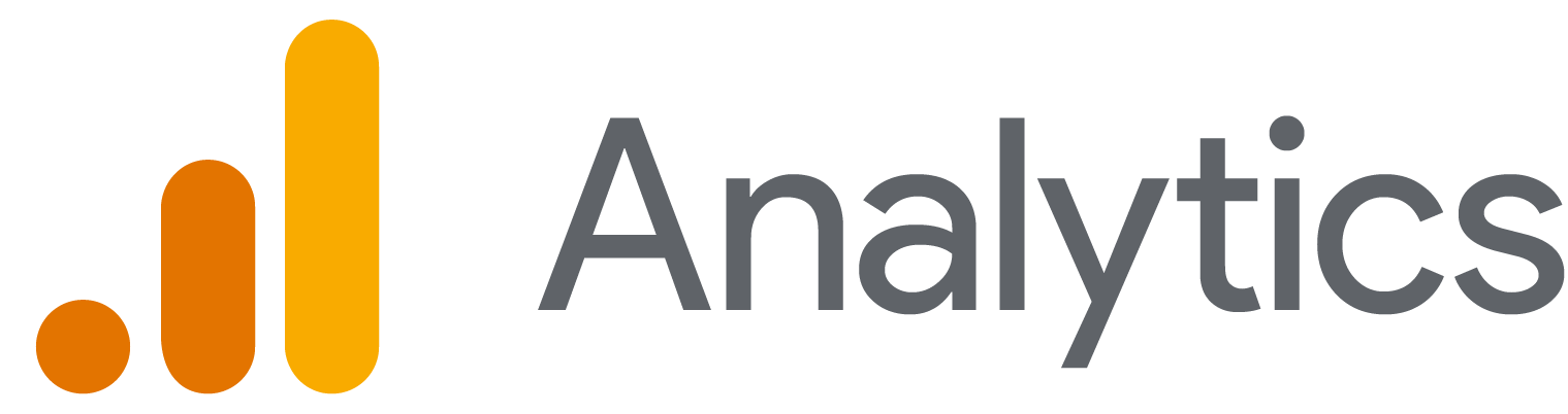 Google Analytics logo with orange and yellow bars and gray wordmark