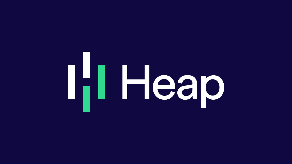 Heap logo in white and green on a dark blue background