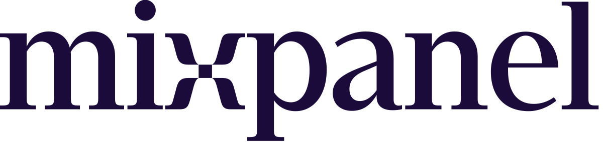 Mixpanel logo with dark purple wordmark and geometric symbol