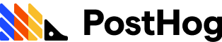 PostHog logo with blue, orange, and yellow stripes