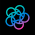 Quilr multicolor circular icon on a black background