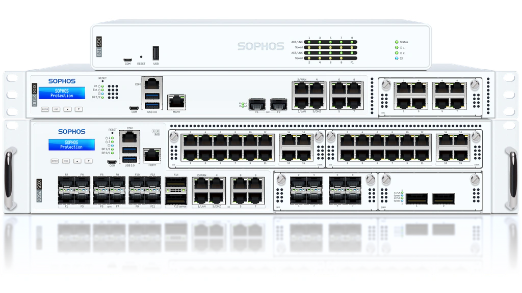 Sophos firewall appliances in desktop and rackmount form factors