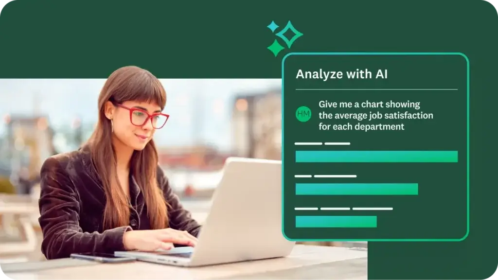 SurveyMonkey Analyze with AI generating a chart from survey responses