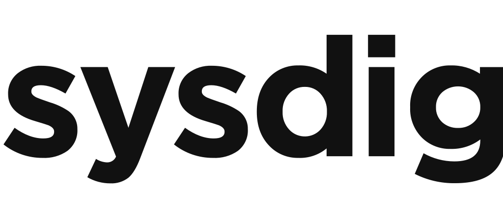 Sysdig wordmark in black on a white background