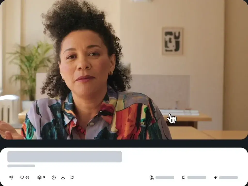 Vimeo video player interface with AI, transcript, engagement, and content management controls